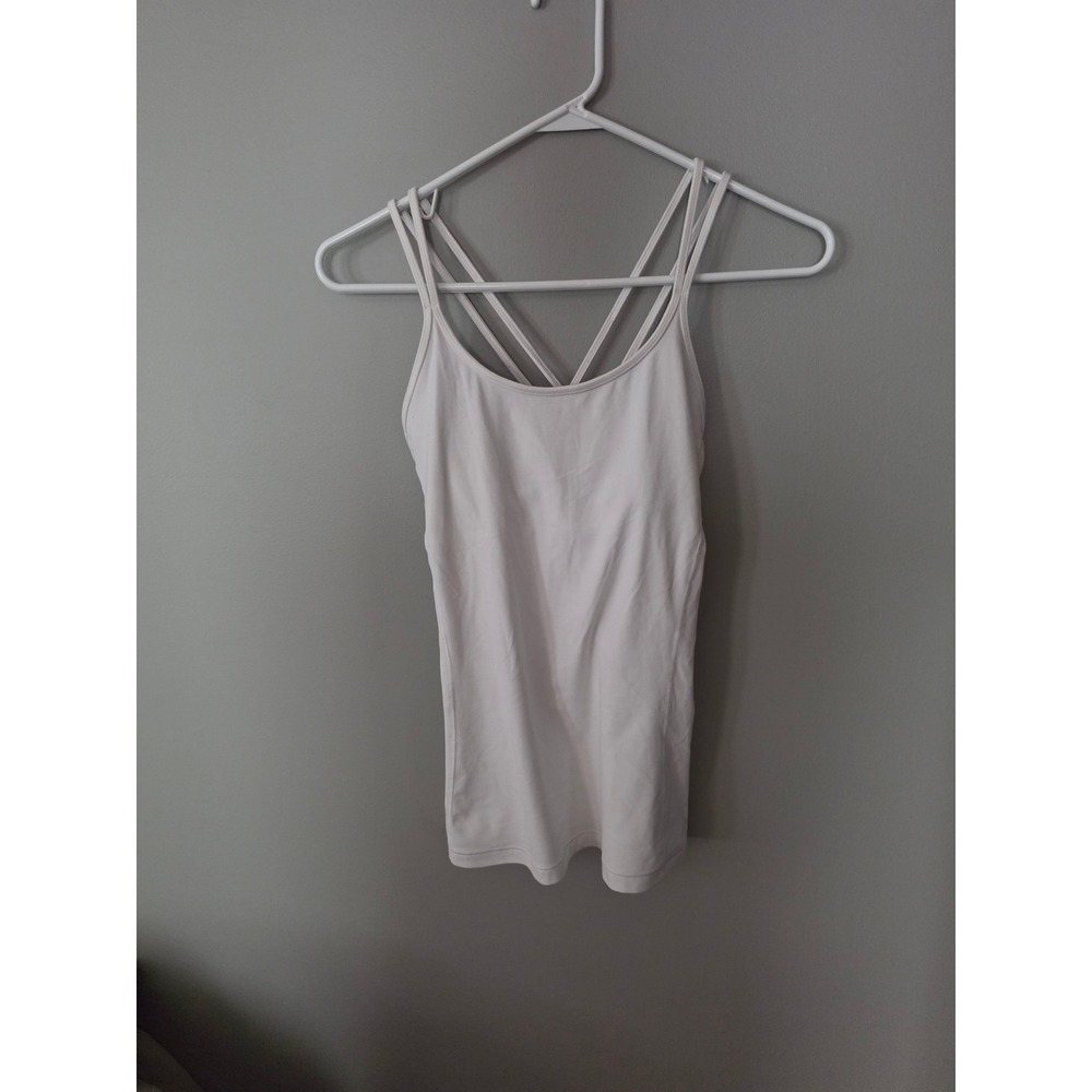 Lululemon Free To Be Serene Tank Top White Strappy Back Shelf Bra Camisole